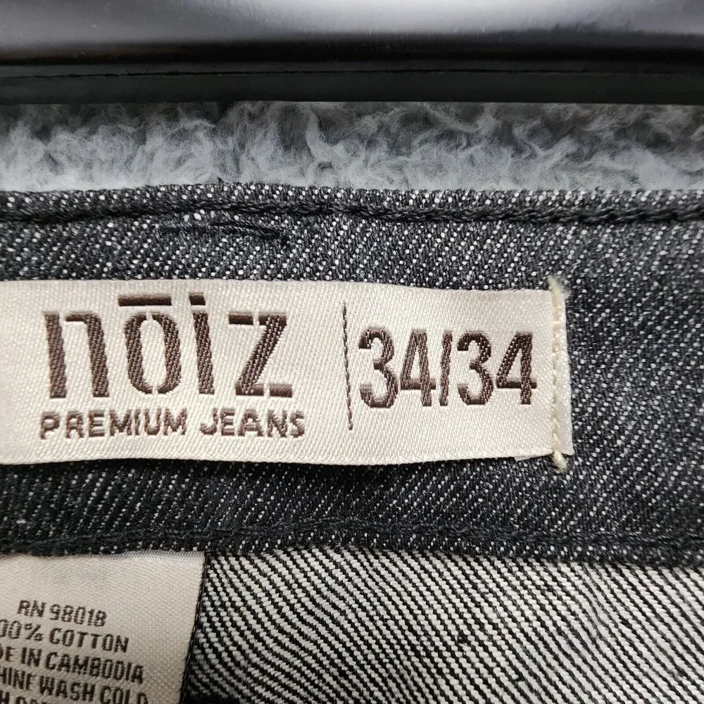 Noiz Jeans Men 34x34 (Fits as 30x33) Black Straight Leg 5 Pocket Denim Pants‎